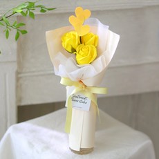 Scent Basket 可愛愛心插牌香皂花束 M, 黃色, 1個