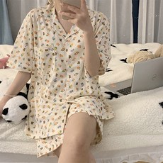 씨오브비 여성용 냉감 홈웨어 잠옷 반팔 + 반바지 세트