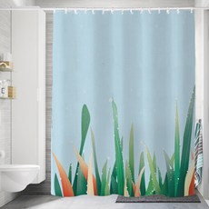 綠色植物圖案浴簾, 1個