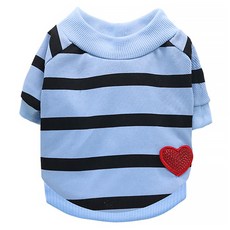 心形貼布條紋狗狗衣服, 藍色