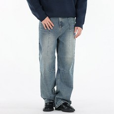 빅이지 남성용 빅사이즈 센셕 와이드 데님 팬츠