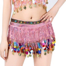 마켓피아 무대 공연 댄스의상 컬러풀 스팽글 힙 스카프