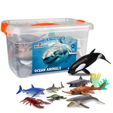 Wenno 兒童海洋動物玩具模型桶 58件組, 1套
