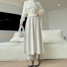 Andaromi 女士A字大尺碼鬆餅格紋燈芯絨鬆緊腰長裙