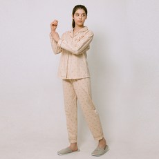 안나앤코 여성용 빅도트 긴팔 파자마 상하의 세트