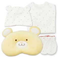 babybear 嬰幼兒用星星新生兒蝴蝶衣 + 防抓手套 + 新生兒帽 + 小熊定型枕套組