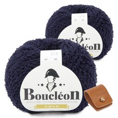 브랜드얀 부클레옹 뜨개실 2p + 솔트레지 + 가죽라벨 세트, 317네이비(뜨개실), 골드(솔트레지), 카멜(라벨), 1개