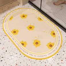 위더홈 스윗 미니 플라워 논슬립 매트, 옐로우, 1개