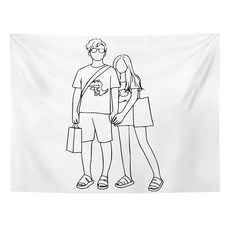 올하이 린넨 배경 현관 인테리어 패브릭포스터, 손잡고