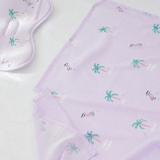 BambooBebe 兒童款叢林樹林薄紗毯 熱帶, 丁香紫