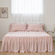 The Zari 邦妮塔 荷葉邊裙襬床罩床墊 固定帶款, 乳桃粉色