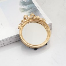 復古設計鏡子飾品化妝品托盤, 金色