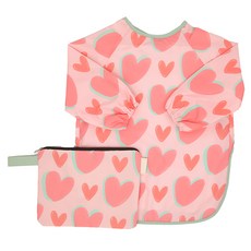 semoms 嬰幼兒防水美術圍裙 + 收納袋 套組, 粉紅色