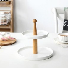 Louis&Topfel木質雪花白2層托盤, 白色的, 1個