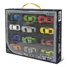 KIDS Pangpang 1:64 動力金屬賽車迷你車 12件套組, 12個, 混色