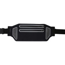 休閒健身運動跑步輕量多功能口袋腰帶腰包, 黑色