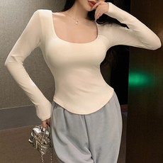 루나걸 여성용 롤리리 슬림 가슴패드 티셔츠