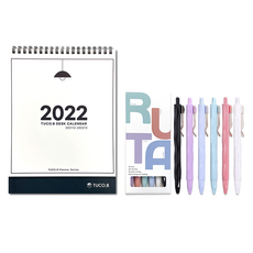 TUCO.B 2022台歷+大頭菜6件套, 白色的, 1套