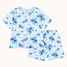mollimelli friends 迪士尼兒童透氣史迪奇美味格紋居家服套裝