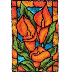 Alode 長方形地墊型 DIY 鉤針刺繡套組 英文版 白色印刷網格, NO 07, 1套