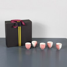 月鹽手工陶瓷半杯 5件組, 大理石粉色, 1組