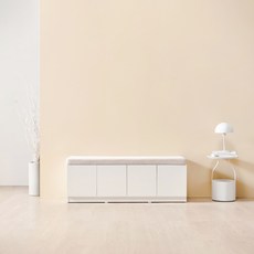 하모벨 신드 수납 벤치 소파 도어형 4칸 1400 방문설치, 화이트