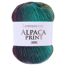마마니트 알파카 프린트 2000 뜨개실, 1개, 13 그린와인mix