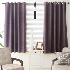 Rainbow House 亞麻小窗遮光窗簾 2入, 紫色