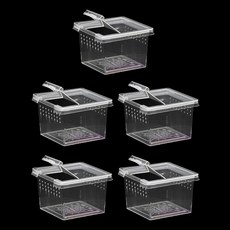 레몽크리프 파충류 미니 케이지 사육장 적재함 6.5 x 6.5 x 4.5 cm, 투명, 5개