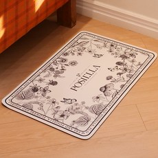 포시엘라 빨아쓰는 규조토 주방 발매트 버터플라이, 화이트