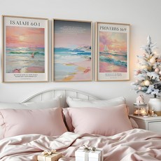 퍼니즈 인테리어 선물 말씀한줄 포스터 3종 세트 핑크빛바다