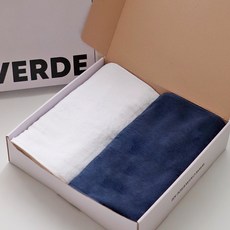 까사베르데 솔리드 프리미엄 호텔 타월 170g x 2종 x 5p 30수 코마사 + 선물박스 세트, 화이트, 로얄블루(타월), 화이트 + 블랙(선물박스), 1세트