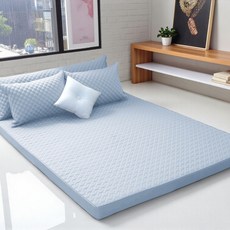 Inyx 純棉絎縫乳膠Sense Mom記憶棉床墊套, 天藍色