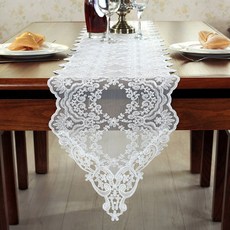 空間之愛 經典蕾絲桌旗, 白色
