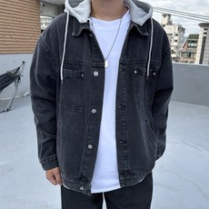 Meosidda 男款歷代級品質可拆式連帽丹寧牛仔夾克