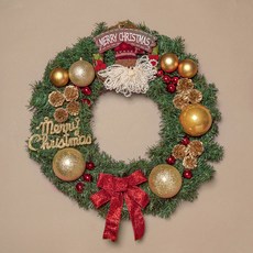 聖誕快樂圓形花環, 1個, 混合色, 50cm