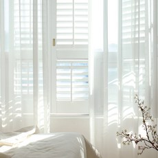 Maison Textile 四季室內設計彩色雪紡窗簾, 白色