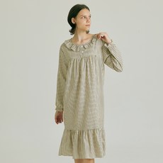 TERAWOOD 女款雙條紋荷葉邊連身裙