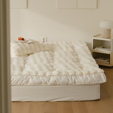 Homesliving 仿貂絨泡泡極細纖維雙面床墊, 奶油色