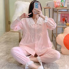 Damon孕婦高領袖子蕾絲睡衣上下套裝 ana310