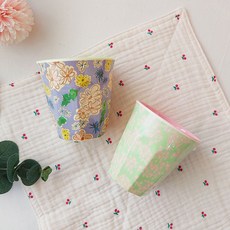 rice 幼兒印花水杯 M號 2入, 1組, Light Green Flower+Purple Big Flower