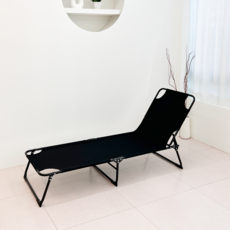 오브민 1인용 접이식 싱글침대 + 베개 세트, 블랙