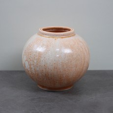 Dalsogum 手工陶瓷月亮罐花瓶, 焦糖橘