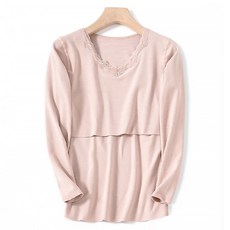 蕾絲領單色孕婦上衣