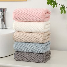 올웨일리 優質鬆餅格紋洗臉毛巾組 棉紗, 米色 + 粉紅色 + 藍色 + 灰色 + 咖啡色, 5個