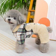 PASTEL PET 寵物格紋小熊連身衣, 1個, 米色