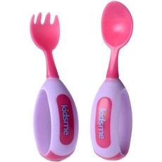 kidsme 嬰兒湯匙/叉子組，容易抓取且色彩繽紛的設計, 湯匙*1入+叉子*1入, 紅色, 1組