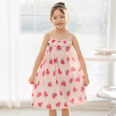 mabellechouchou 女童款愛心西瓜涼感細肩帶連身裙
