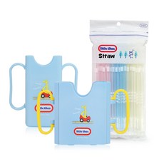 little tikes 可折疊雙把手飲料架+迷你雙手把飲料架+吸管 60入, 藍色(牛奶輔助盒+輔助盒+吸管) 粉色+黃色(吸管), 1組