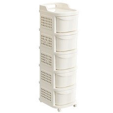 橡合杉 可移動多層收納櫃 5層, 白色